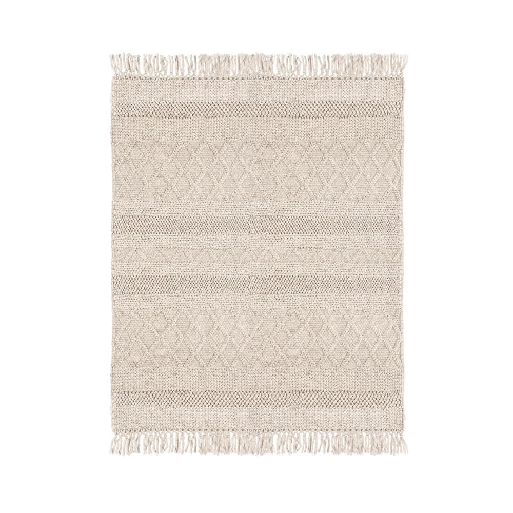 Tappeto in Lana Tessuto a Mano con Rombi e Frange 160x230 - MORGAN