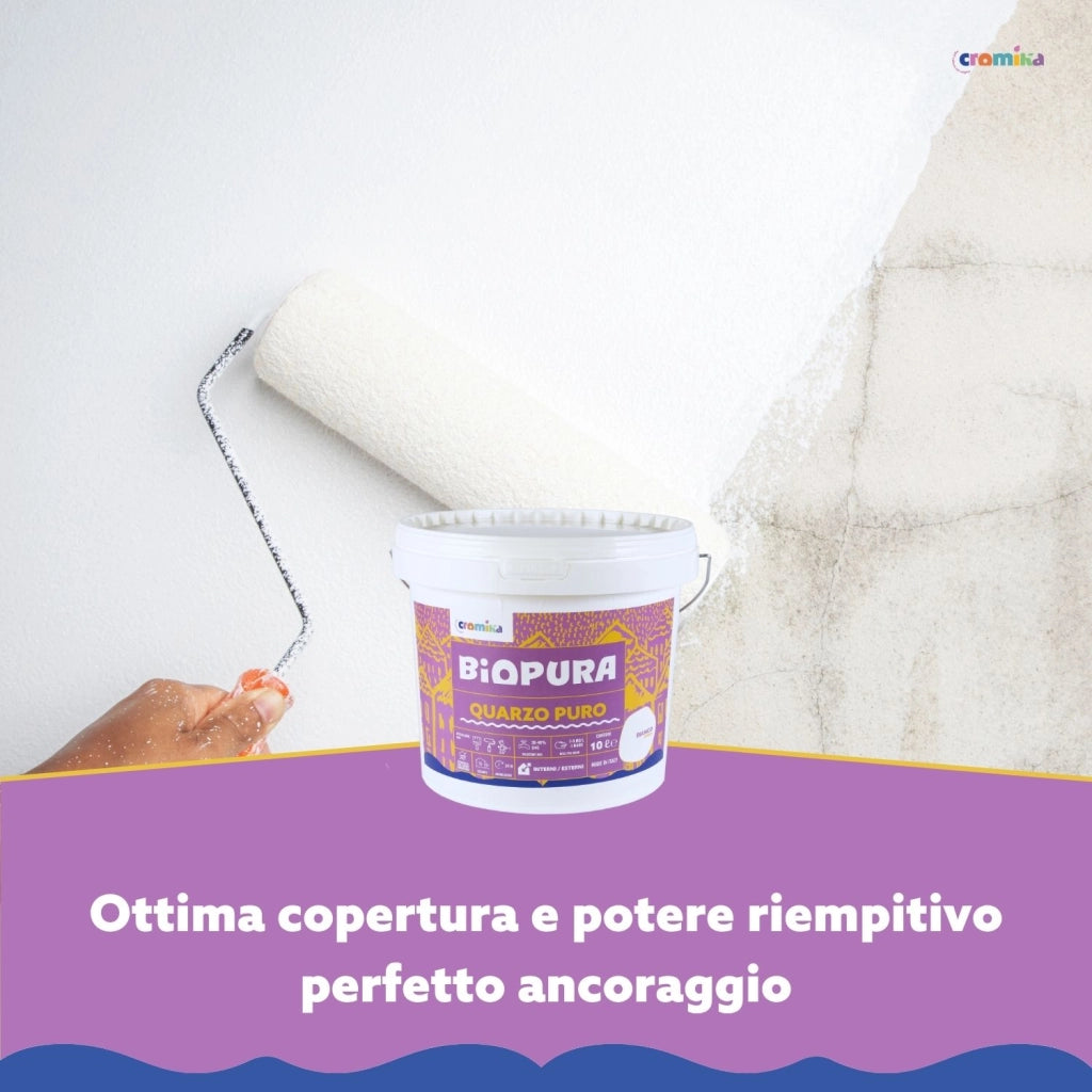 Pittura murale quarzo puro interni esterni finitura opaca linea biopura cromika *** formato 10 lt, confezione 1