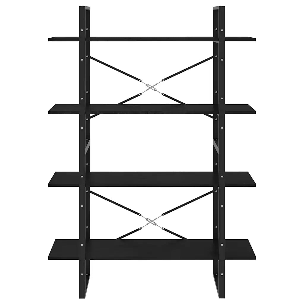 Libreria a 4 Ripiani Nera 100x30x140 cm in Massello di Pino 806486