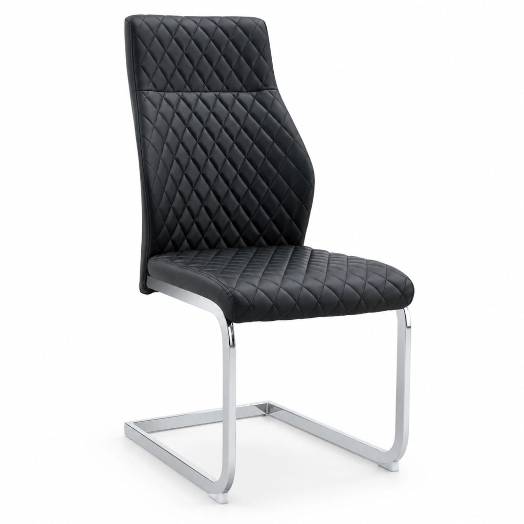 Set 2 sedie da pranzo ULEVR con schienale alto, imbottitura da 5 cm e rivestimento in similpelle nero
