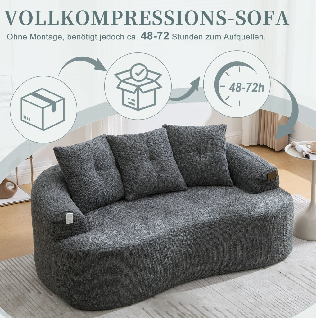DIVANO 2 POSTI 164x92x60 cm Chenille Grigio