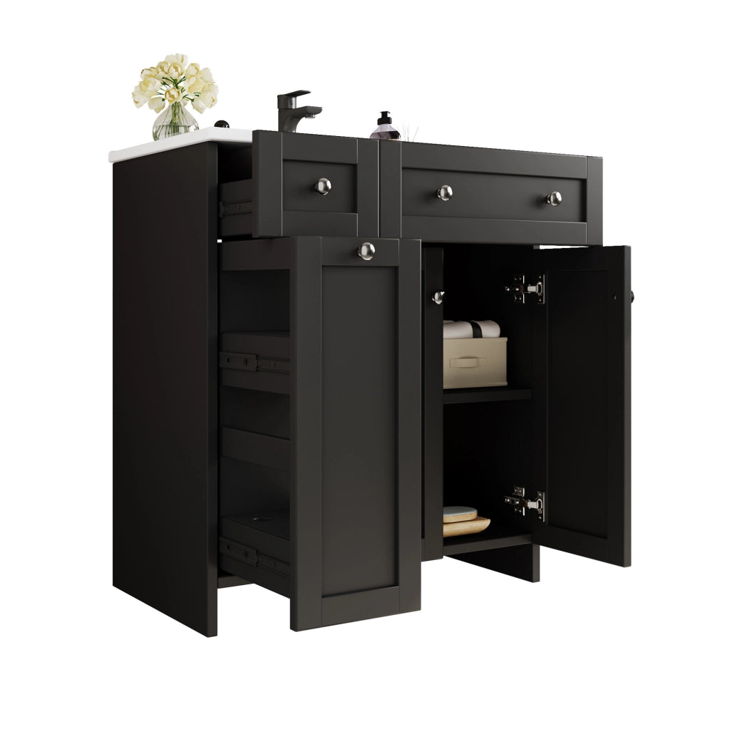 Mobile lavabo da bagno freestanding nero 76x47x86 cm
