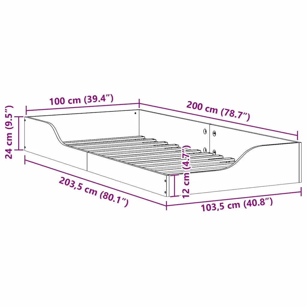 Struttura del letto-Giroletto Marrone cerato 100 x 200 cm Pino massello 762259