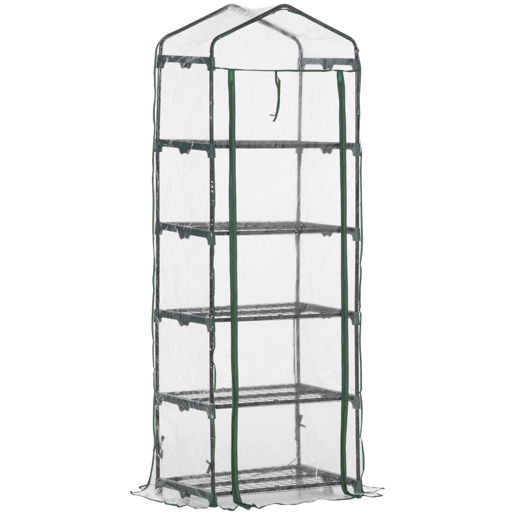 Serra da Giardino con Scaffali 5 Livelli ¨C Xylo ¨C PVC Trasparente 69x49x193cm