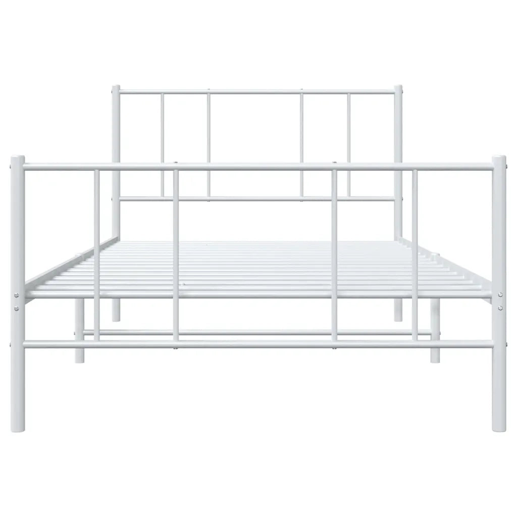 Giroletto con Testiera e Pediera Metallo Bianco 90x190 cm 352539