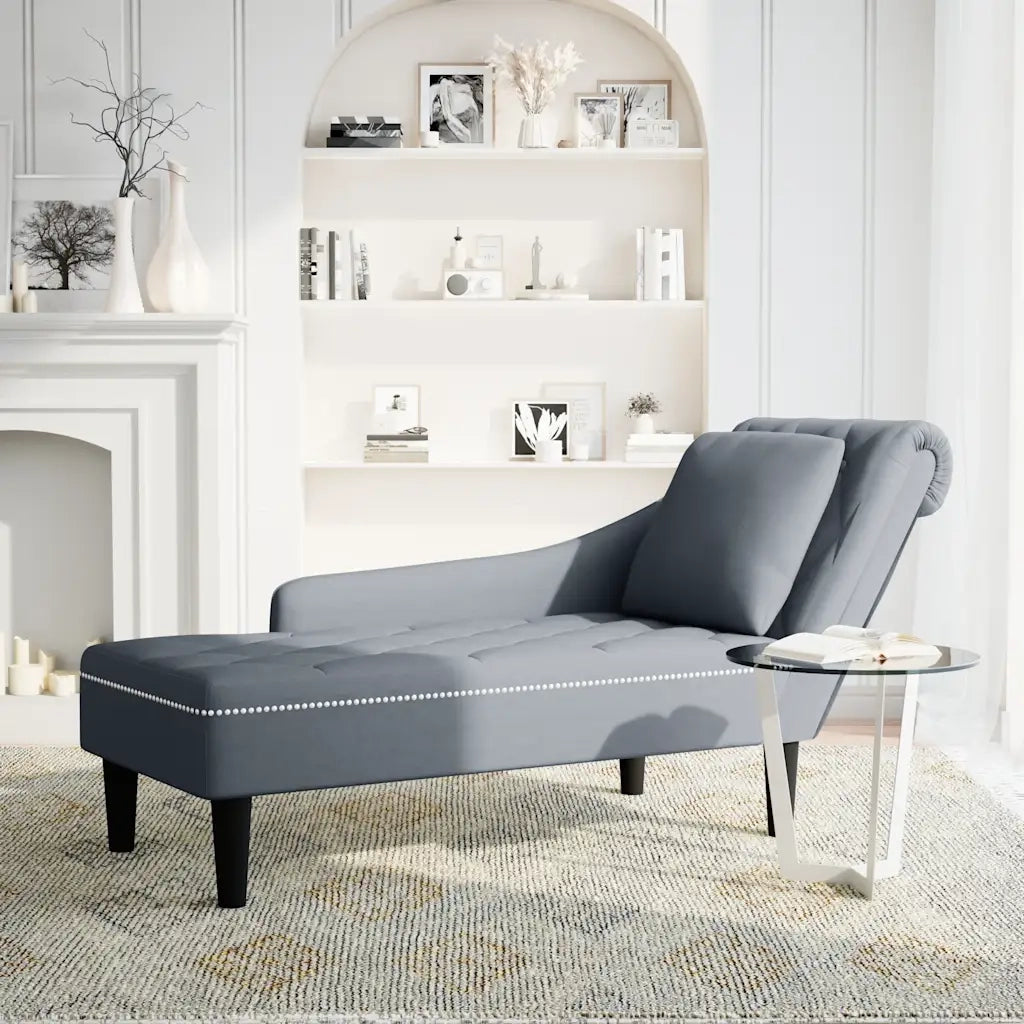Sdraio con Cuscino e Bracciolo Destro in Velluto Grigio Scuro 4009773