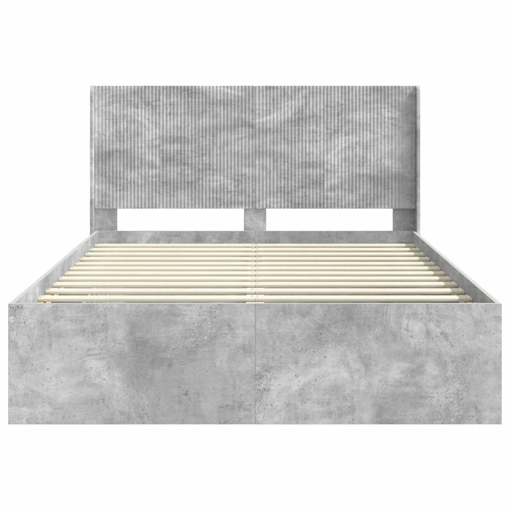Struttura del letto con stoccaggio e testata Grigio Cemento 3413880