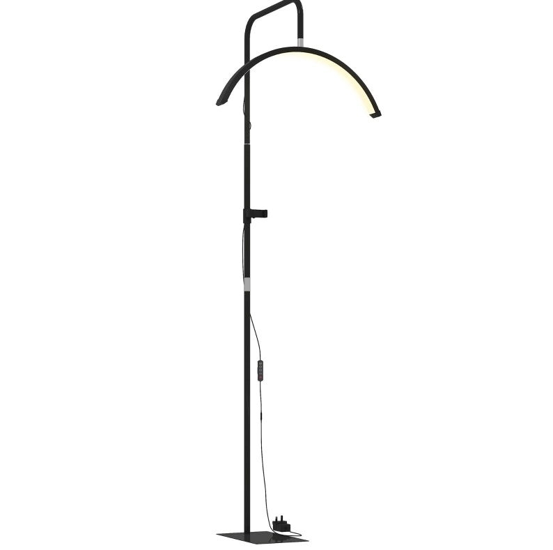 LAMPADA a Pavimento a Mezzaluna 36 W Nera, Altezza 136-186 cm