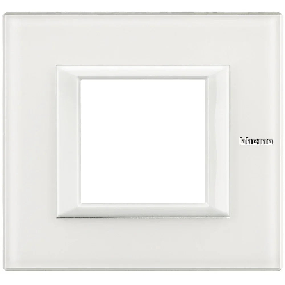 Bticino Axolute - Placca 2P Vetro Bianco HA4802VBB