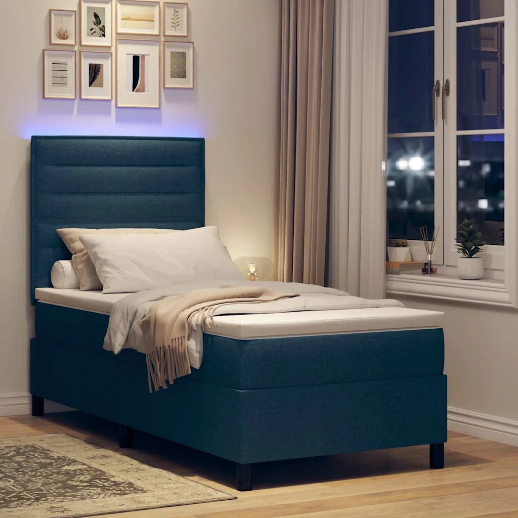 Letto a molle con materasso con led Blu 80 x 200 cm Tessuto