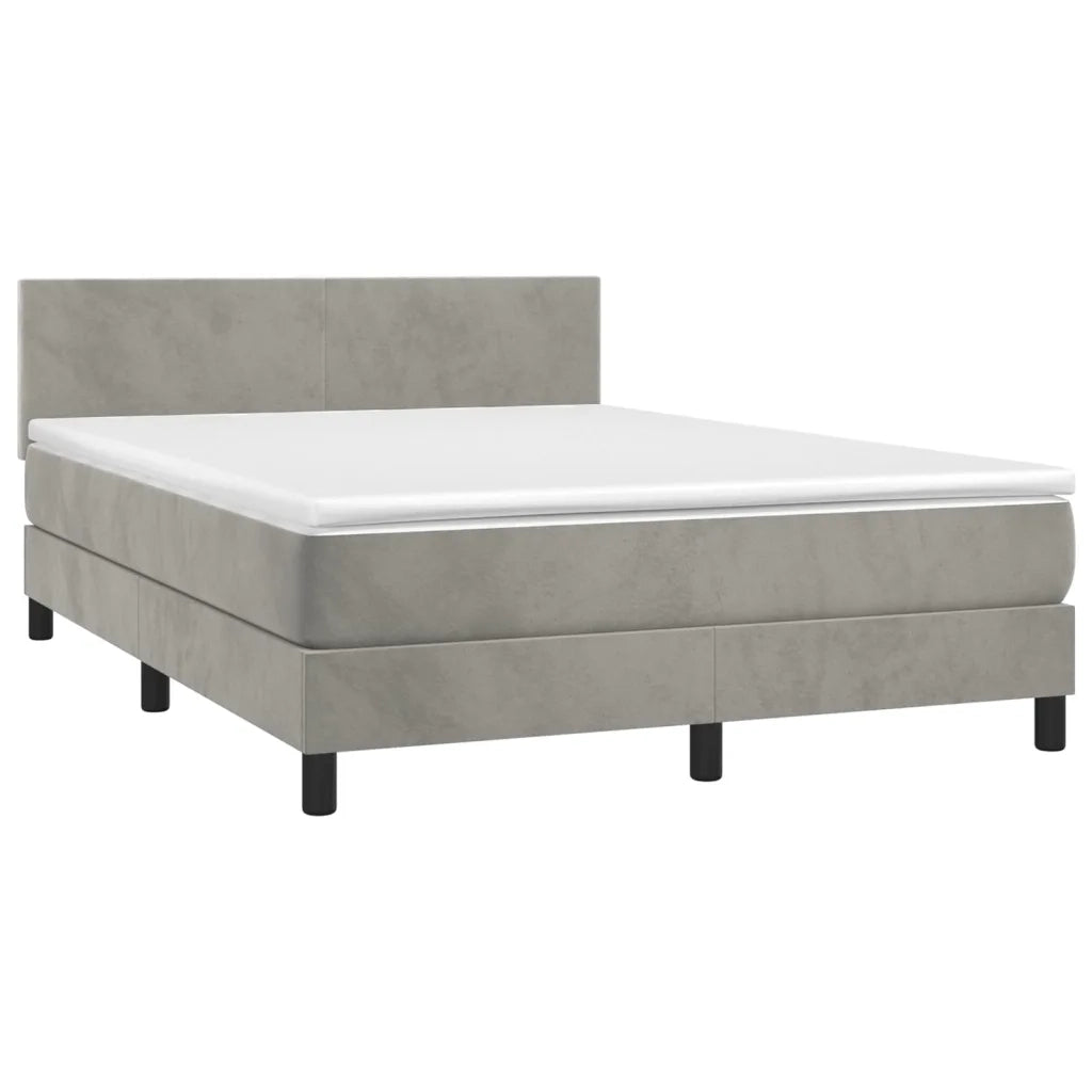 Letto a Molle con Materasso e LED Grigio Chiaro 140x190 cm Velluto