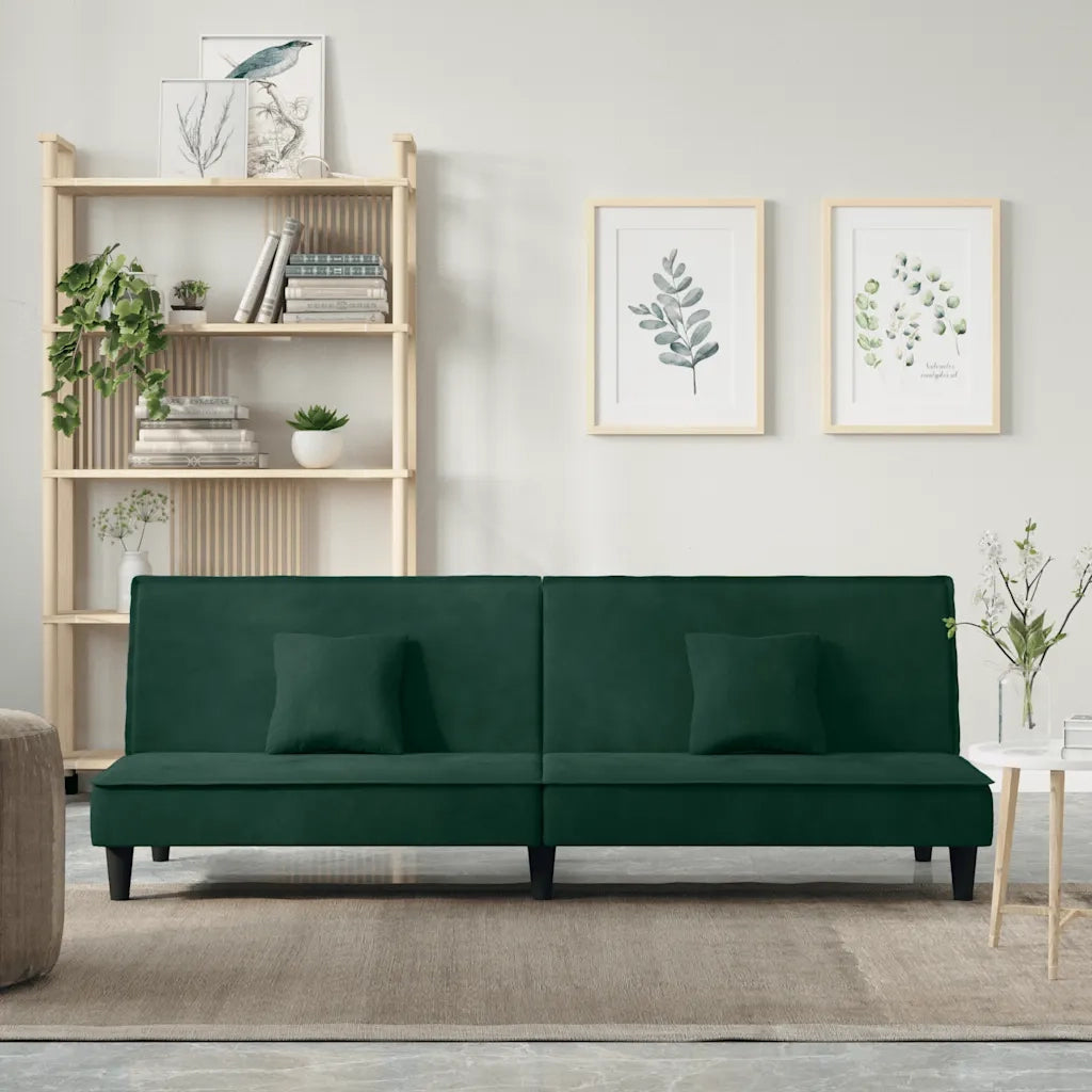 Divano letto | Sof¨¤ letto | Letto singolo Verde Scuro in Velluto