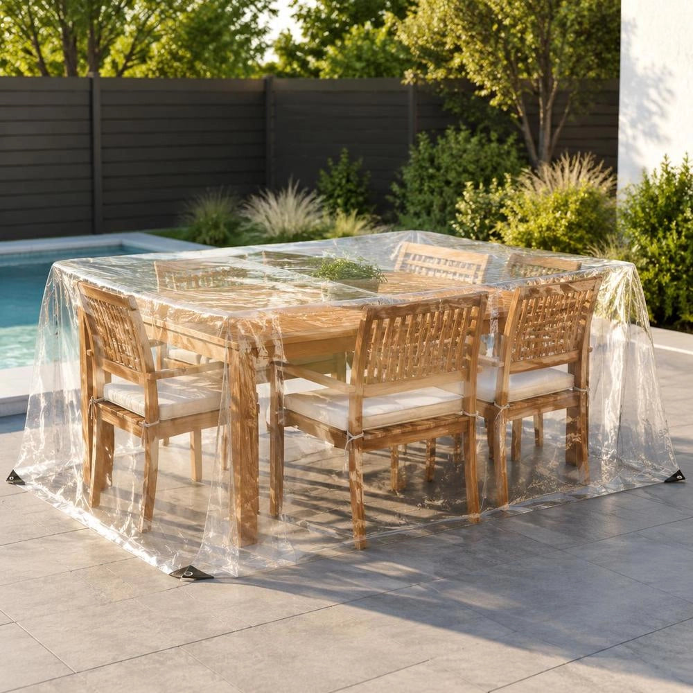 Telo trasparente con occhielli, 3x4 m, in PVC, robusto e resistente, ideale per esterni, giardino e balcone