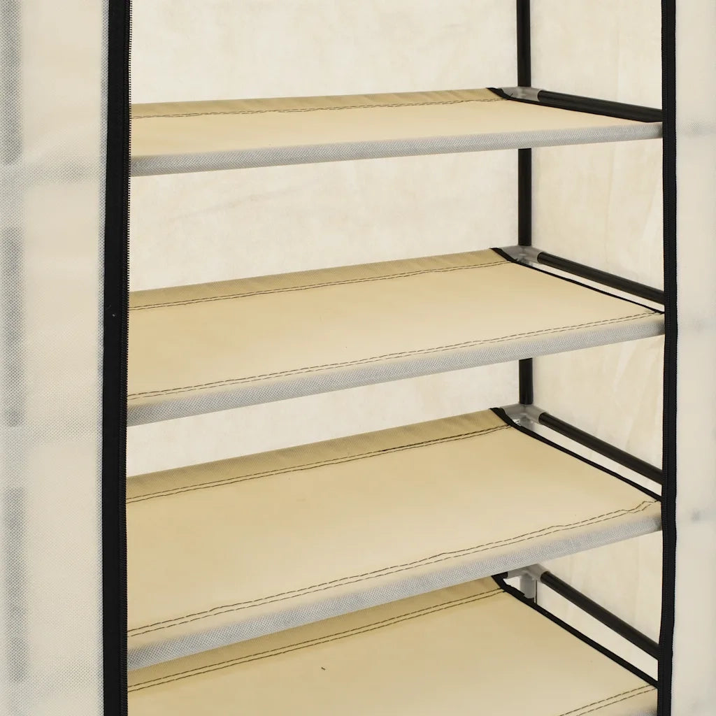 Scarpiera Coperta-Scaffale per scarpe Crema 58x28x106 cm in Tessuto