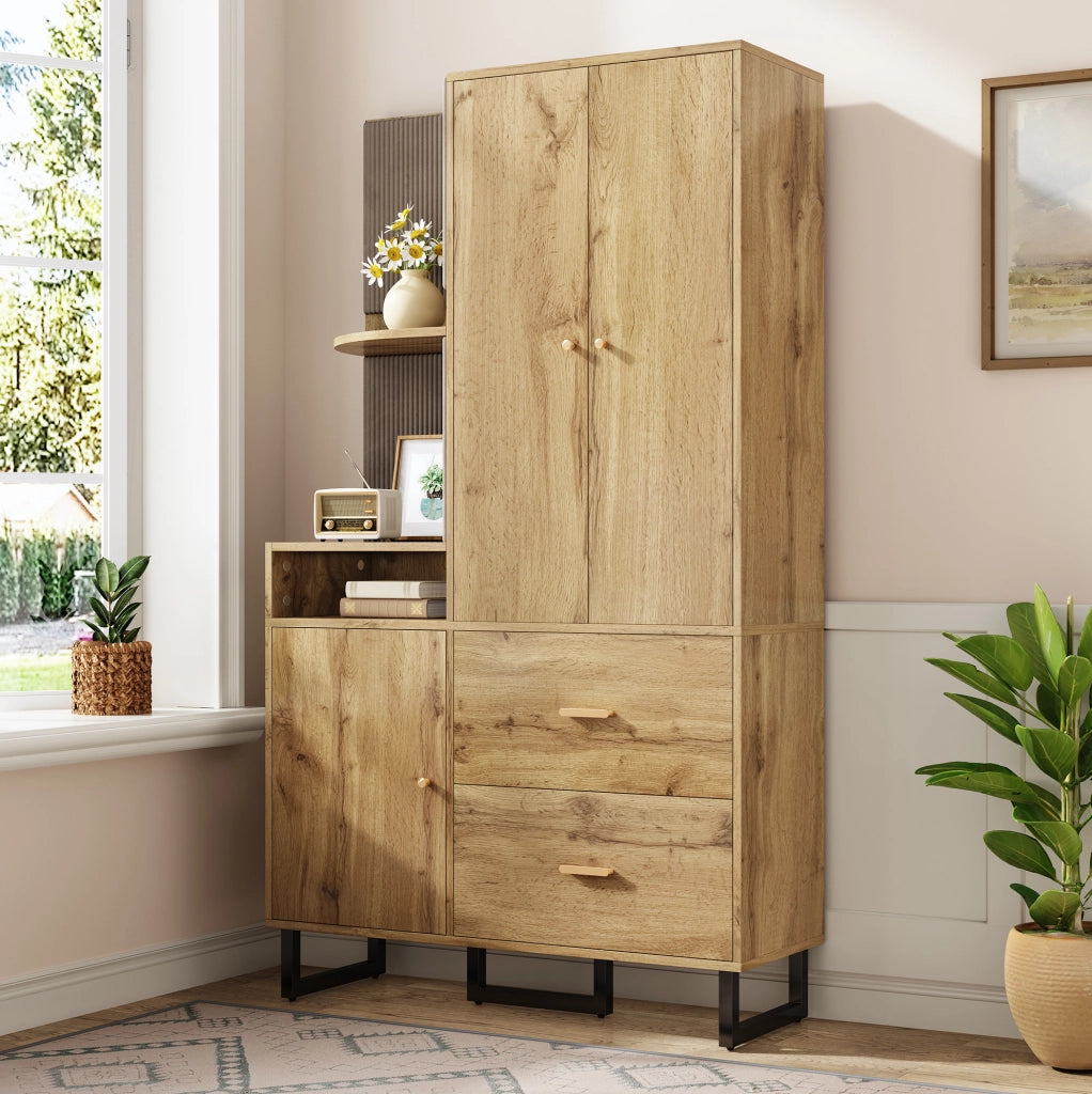 Guardaroba da ingresso compatto 110x186x38 cm nero e legno