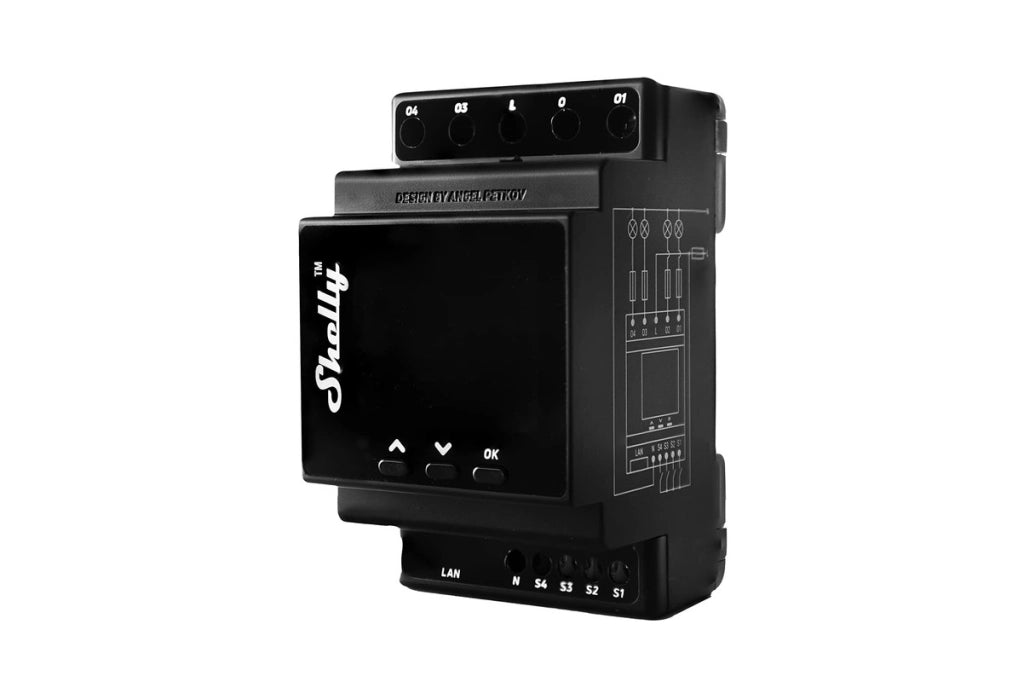 Shelly PRO 4PM. Relè WiFi. LAN Bluetooth. 4 Canali. guida DIN. controllo apparecchi ad uso residenziale e commerciale