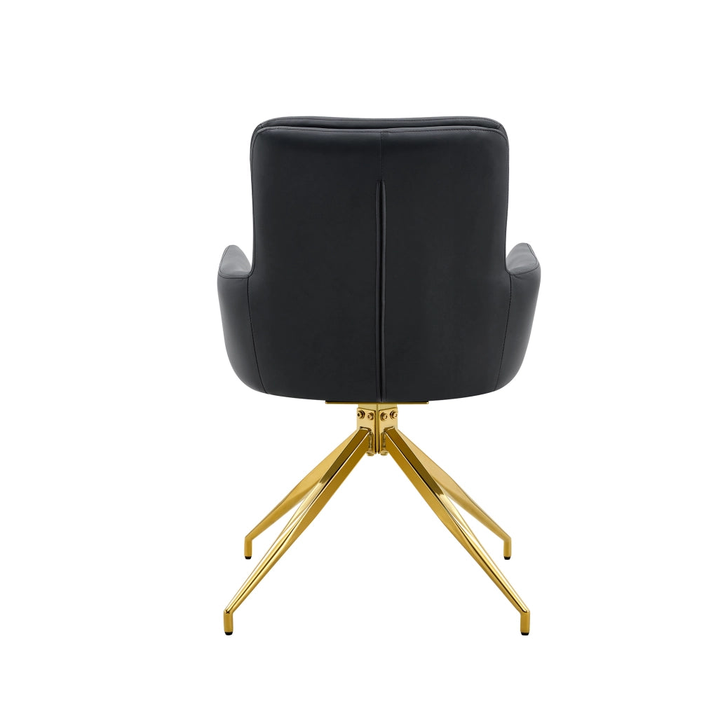 Set 2 sedie da pranzo girevoli 360° in similpelle nere con gambe dorate HOMVRA