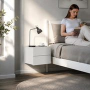 White Bedside Table, 40x30x30 Cm, Made Of Engineered Wood