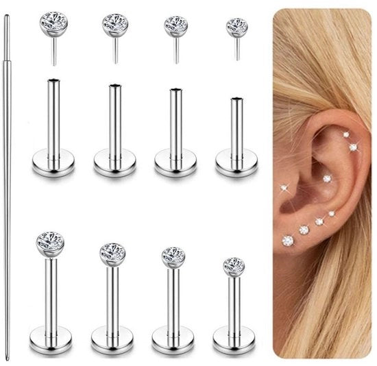 Stud per Narice 14K - Accessori per Piercing - Ipotesi di Allergia Ridotte - Esperienza di Portata Comoda - Varie Lunghezze - Adatto per Tragus e Helix