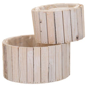 Set di 2 cestini rotondi in legno marrone