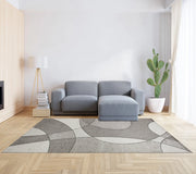 Tappeto Arredo Moderno Morbido in Ciniglia Ingresso Antiscivolo Prodotto Italiano  Soggiorno Camera Salotto Disegni Piazzati Cotone Varie Misure Grande Hills/Grigio - 65x300 cm