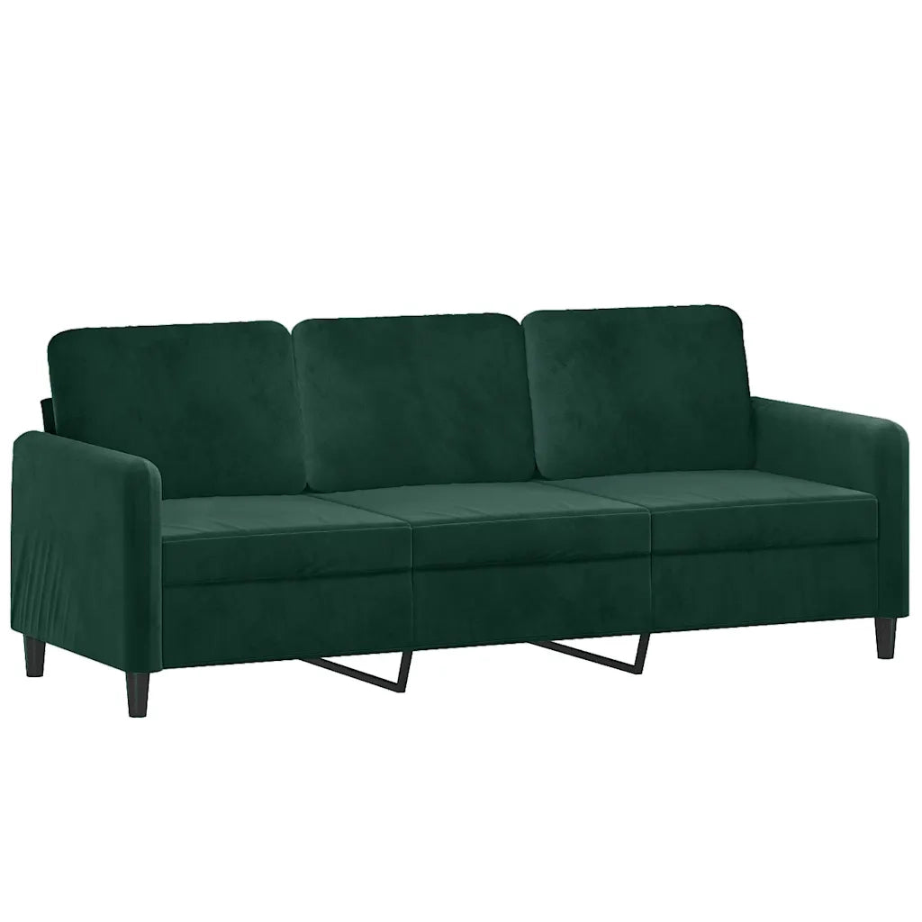 Set di Divani 3 pz Verde Scuro in Velluto
