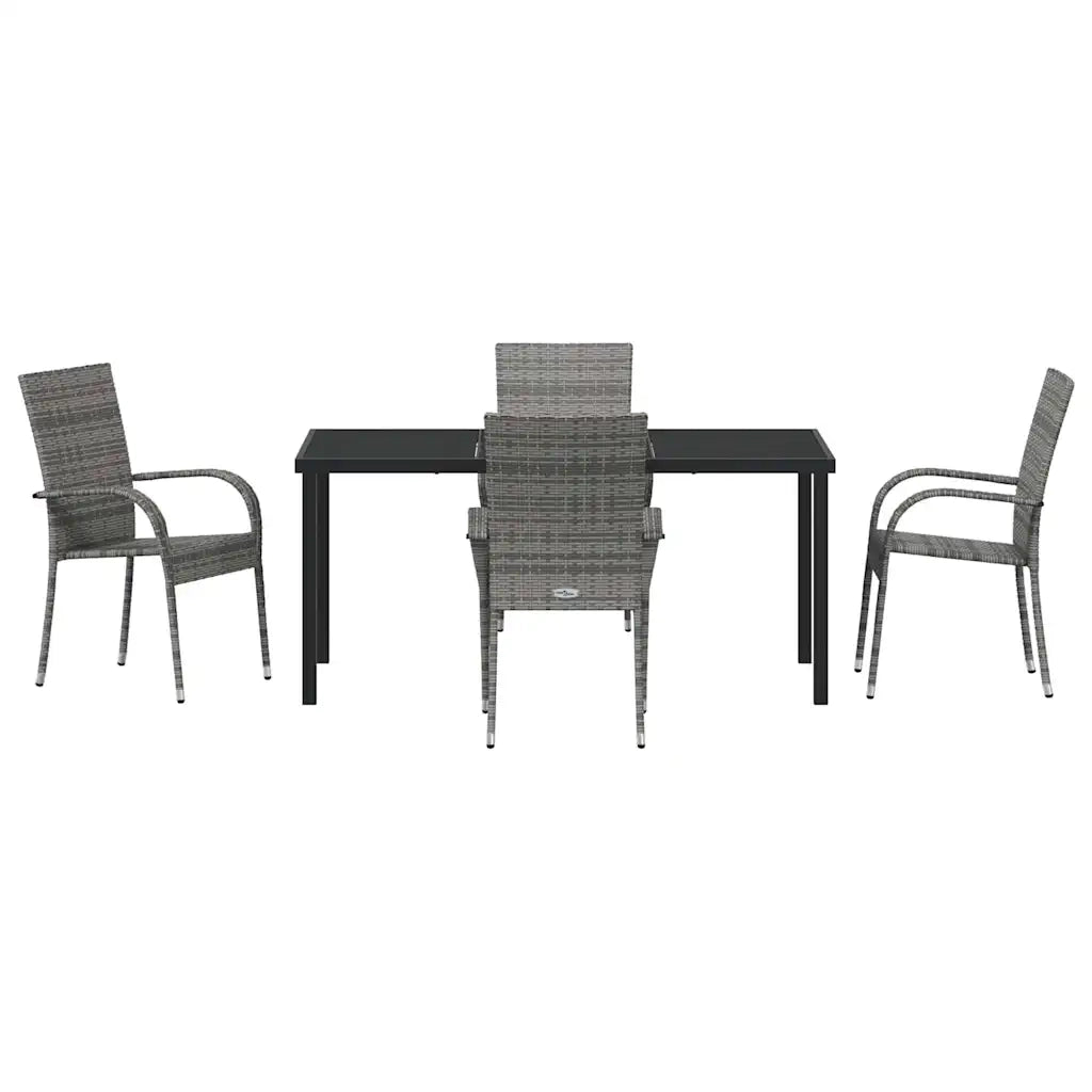 Set da Pranzo per Giardino 5 pz | Set Salotto da Giardino Grigio