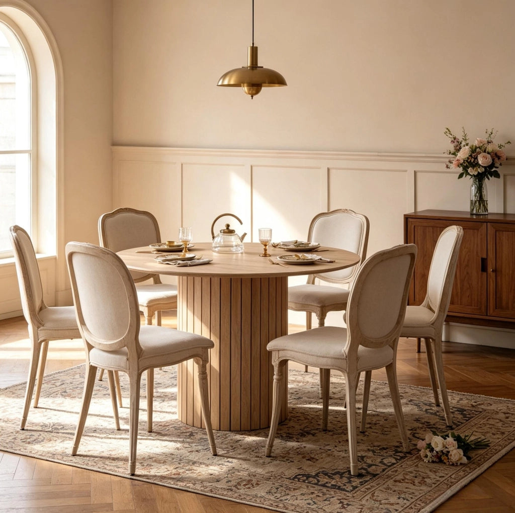Tavolo da pranzo rotondo in legno massello Ø 120 cm marrone chiaro