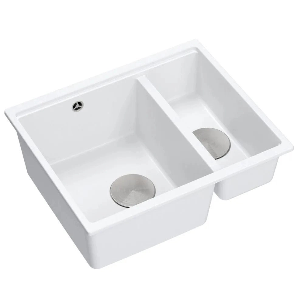 Lavello In Granito Logan 150 White Tappo rame spazzolato
