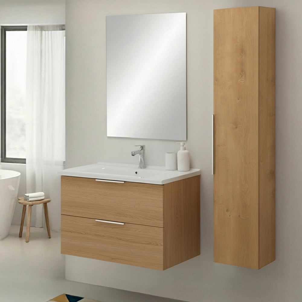 Colonna bagno sospesa 150 cm rovere con anta soft close Elva