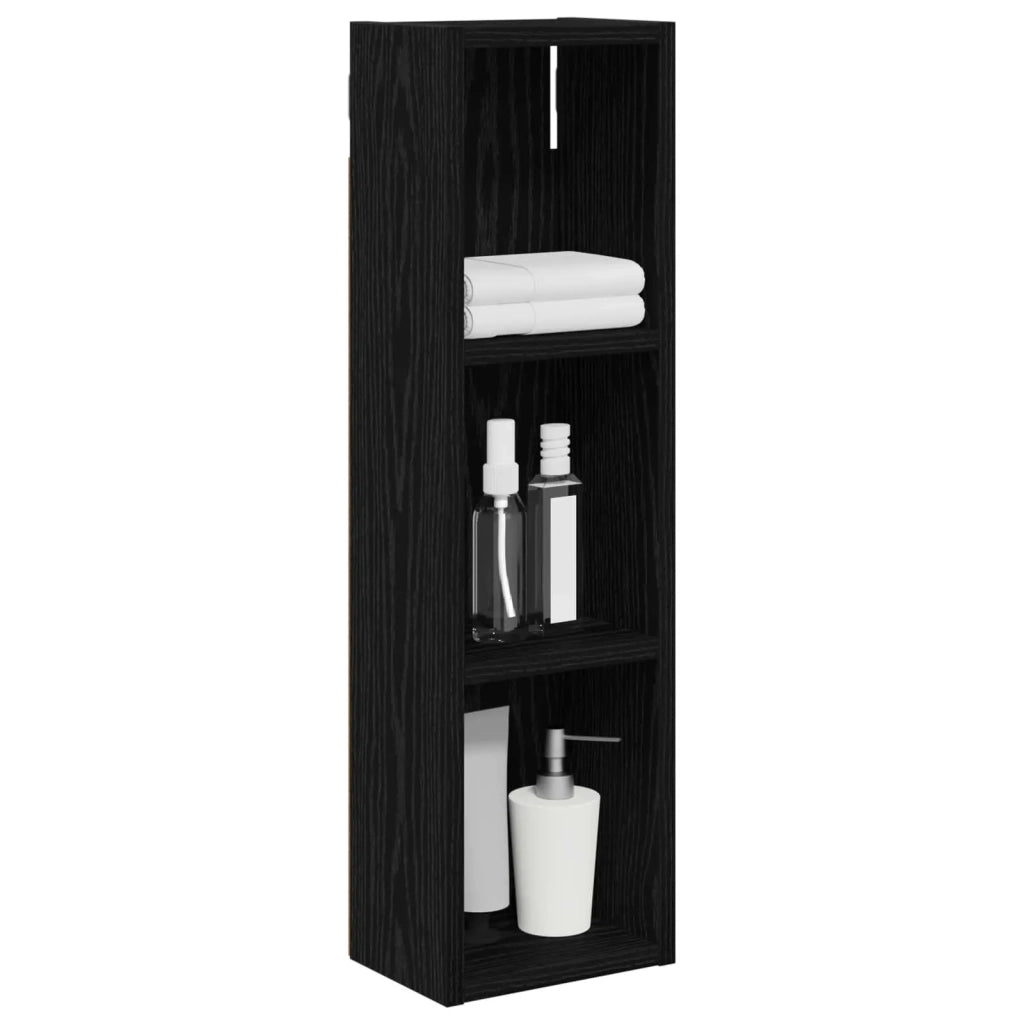 Armadio da Bagno | Mobile da Bagno a muro Rovere Nero 20 x 14 x 70 cm