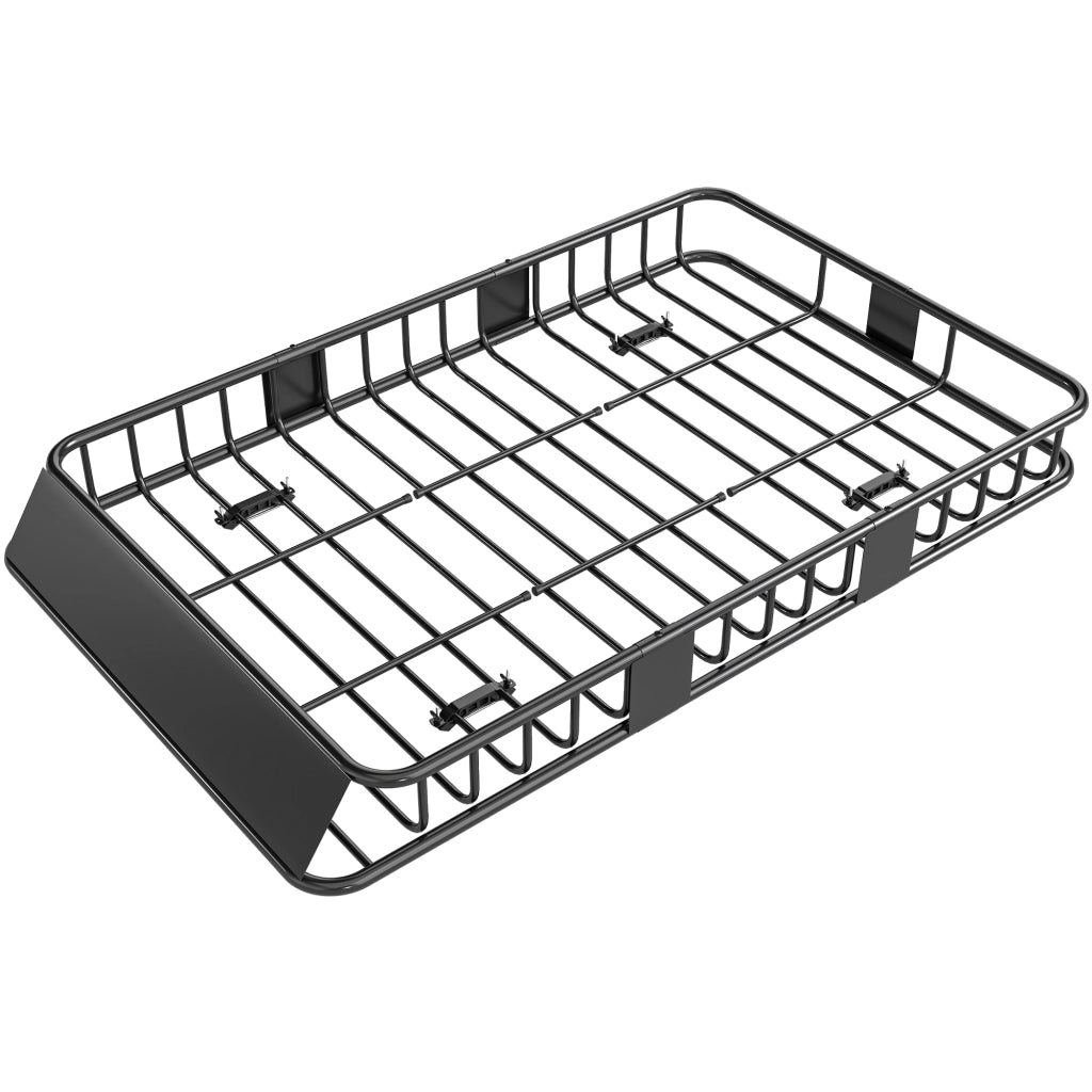 Cestello Portapacchi da Tetto per Auto in Metallo 162x99x16cm Portata 100 kg Portapacchi Universale Robusto Nero per Viaggi e Campeggio