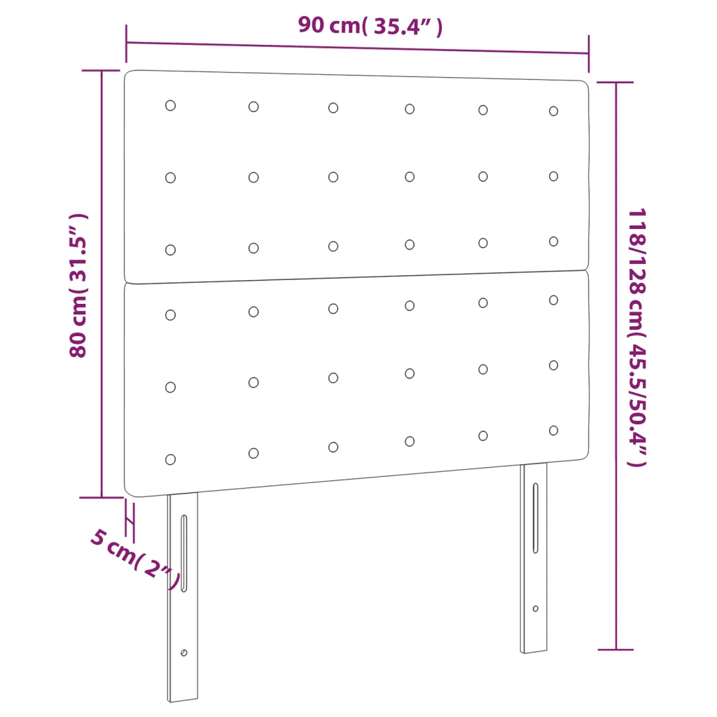 Testiera | Testata Nera 90x5x118/128 cm Velluto