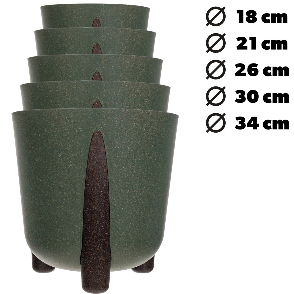 Vaso da fiori KADAX, coprivaso, con gambe, con inserto, moderno, verde, 18 cm