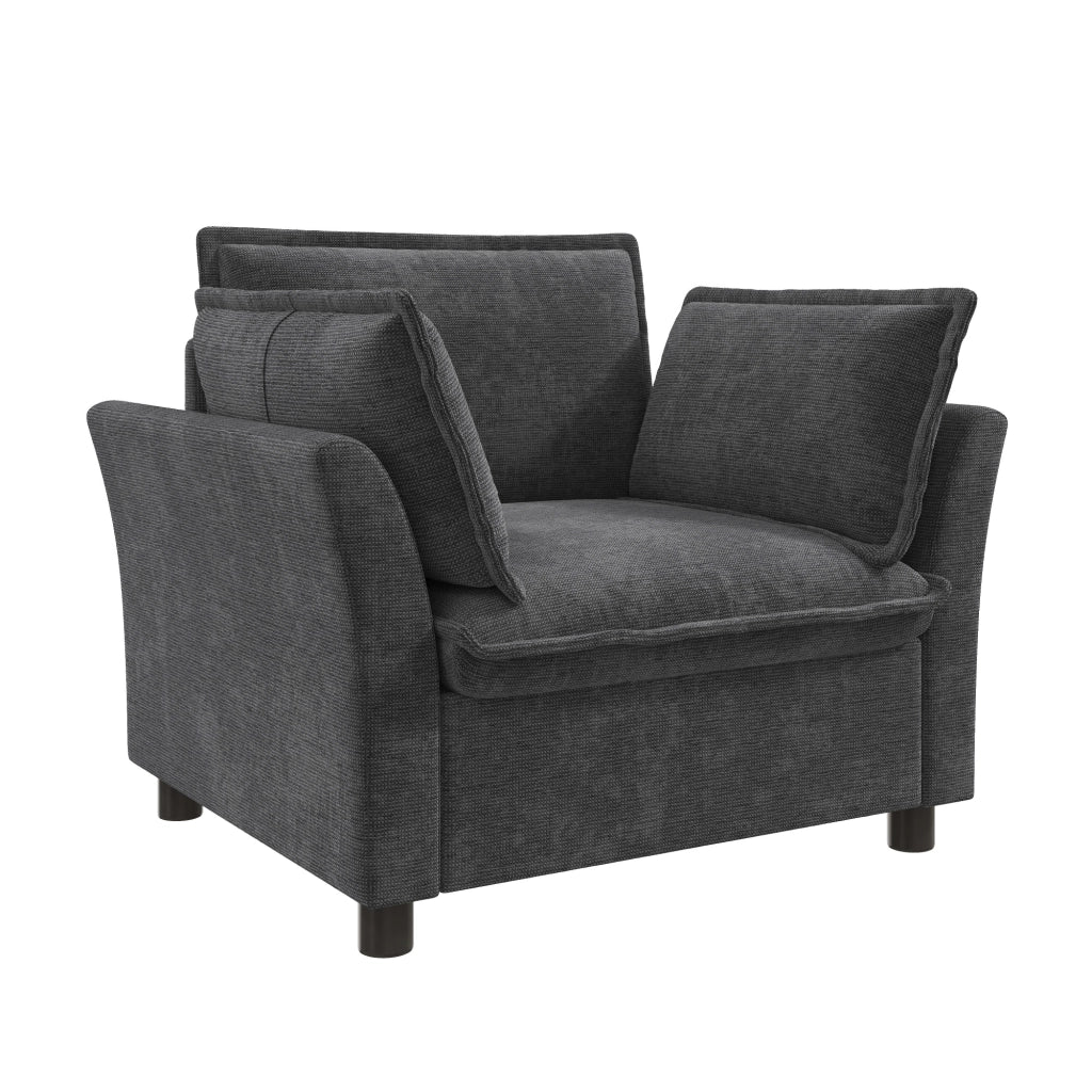 Poltrona 1 posto 90x81x87 cm con 2 cuscini rimovibili in ciniglia grigia