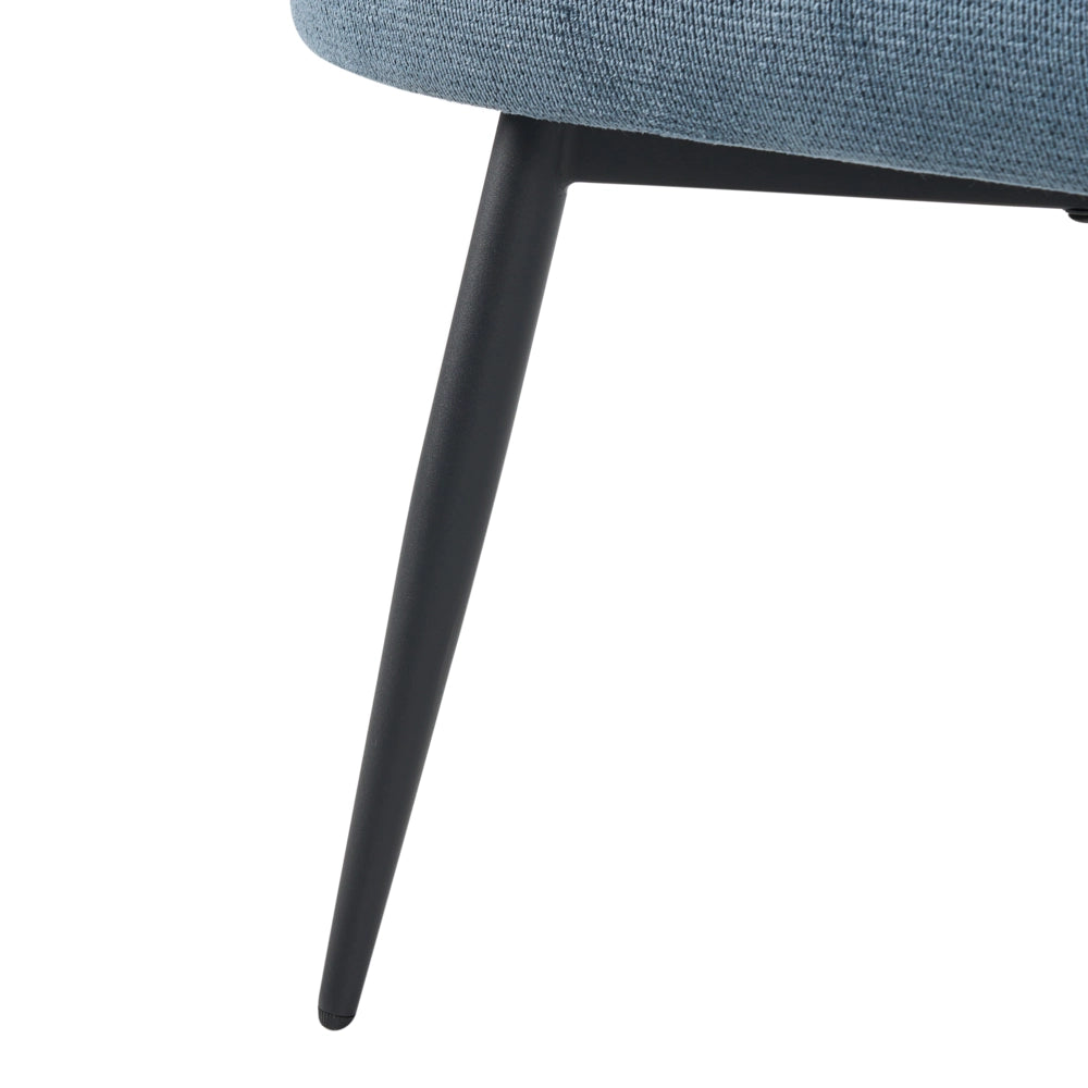 Divano da cucina Blu Tessuto poliestere Rivestimento a 2 posti Struttura in metallo Gambe nere Panca