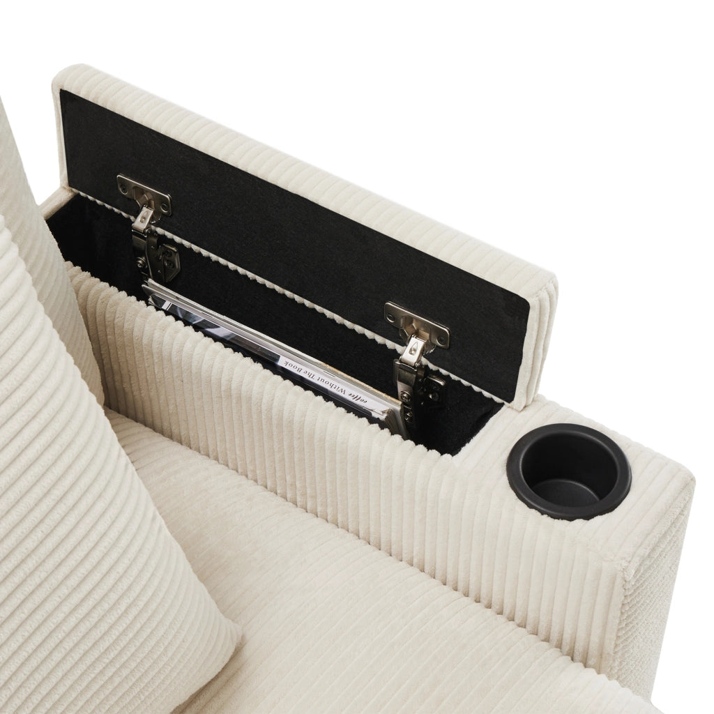 Divano angolare modulabile 3 posti in velluto a coste beige