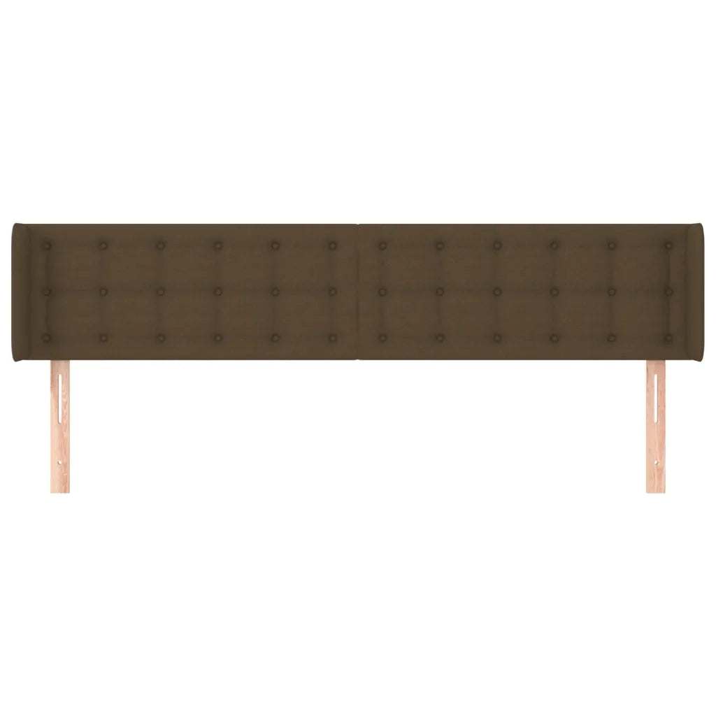 Testiera ad Orecchio-Testata con Orecchie Marrone Scuro 183x16x78/88 cm in Tessuto 664956