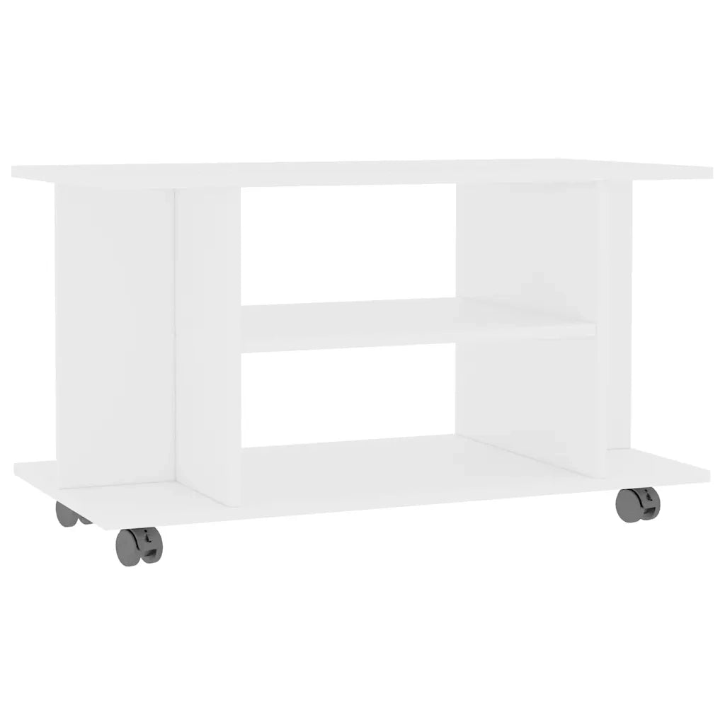 Mobile TV con Ruote-Credenza TV-Console TV Bianco 80x40x45 cm in Legno Multistrato