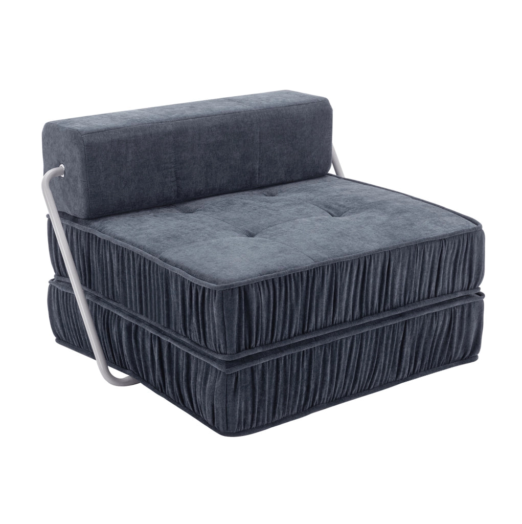 Divano letto pieghevole 186x93 cm con rivestimento in ciniglia grigia