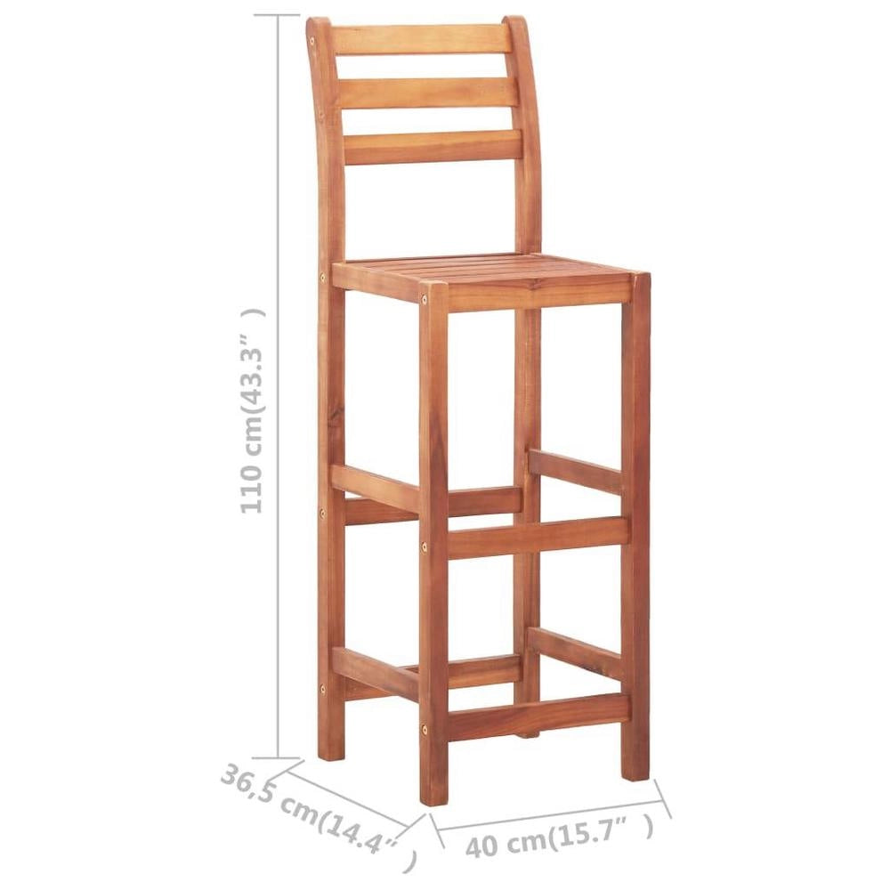 Bar Stools, Set Of 4, Solid Acacia Wood
