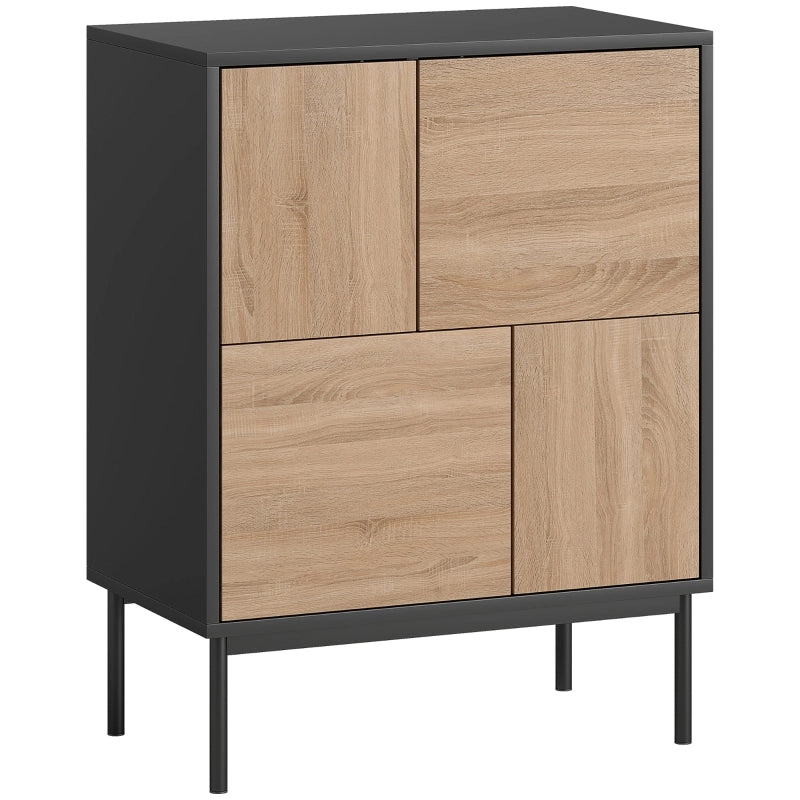 Credenza con ante push-to-open ¨C Minimal ¨C MDF, nero e legno naturale