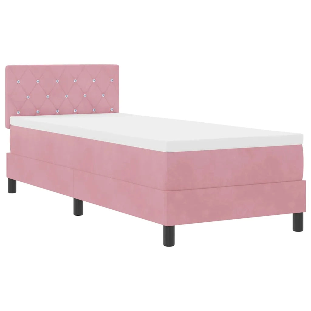 Letto a Sorgente LED con materasso Rosa 80 x 200 cm Velluto