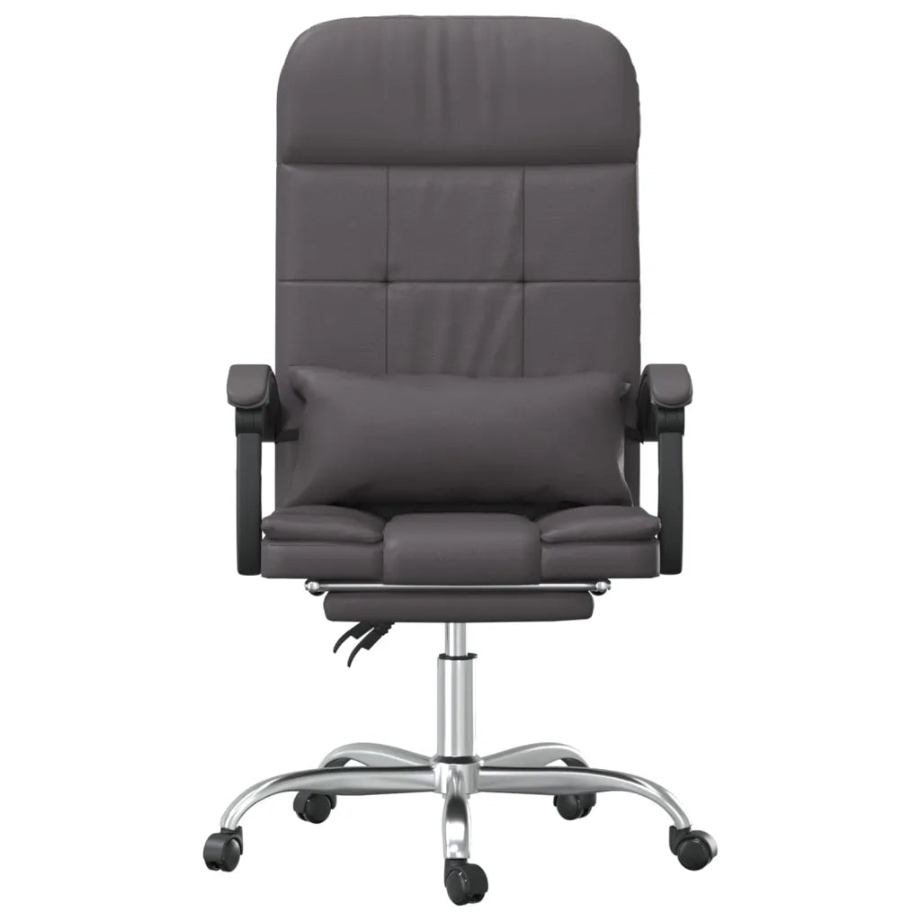 Poltrona da Ufficio Massaggiante Reclinabile Grigio Similpelle 349709