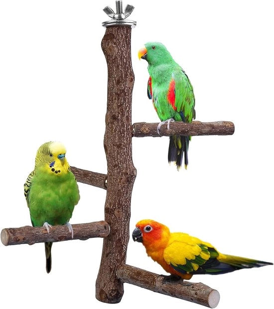 Giocattolo di legno per uccelli, per parrocchetti, conure, aringhe, canarini e amanti (L: 25 cm)