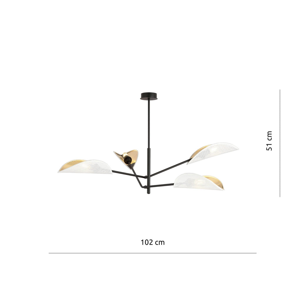 Emibig Plafoniera VENE 4 luci E14 nero bianco oro 1159/4