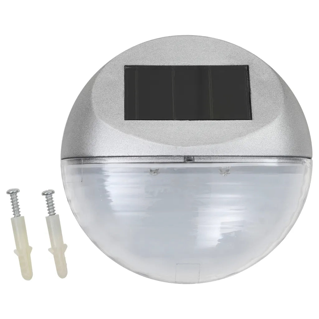 Set di 24 lampade solari da parete rotonde 11 x 5 cm illuminazione automatica esterna in PP argentato 02_0046381