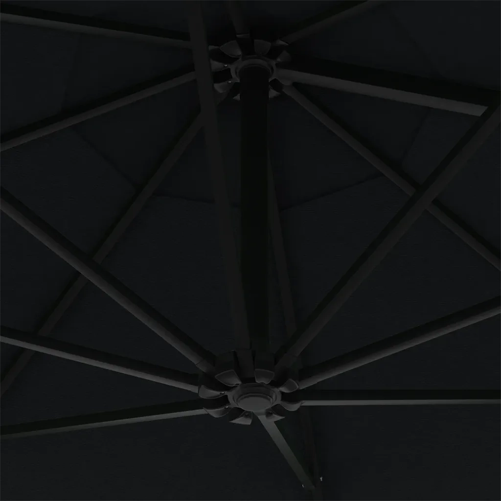 Ombrellone da Giardino-Ombrello da Balcone a Parete con LED 300 cm Nero