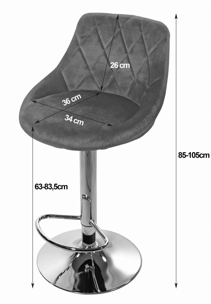 Sgabello girevole Valora DAKA in velluto nero con base cromata
