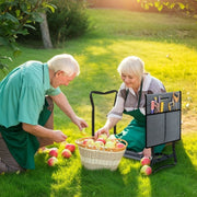 Panchetta pieghevole per giardinaggio con cuscino per ginocchia, portautensili, acciaio, 58x28x49 cm, grigio